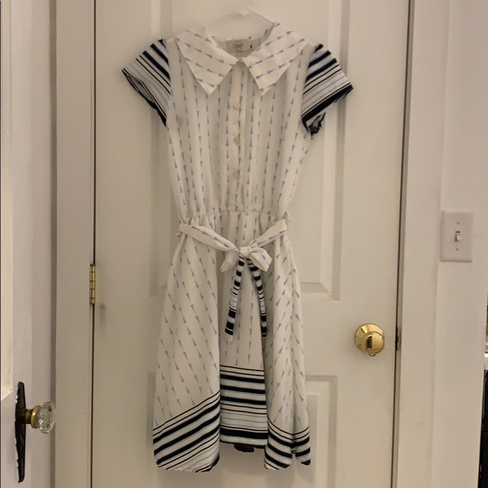 Striped-Sleeved Shirt Dress